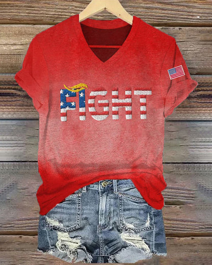 Casual American Flag Fight Print T-shirt 2024 f/w MAGA spring summer t-shirts