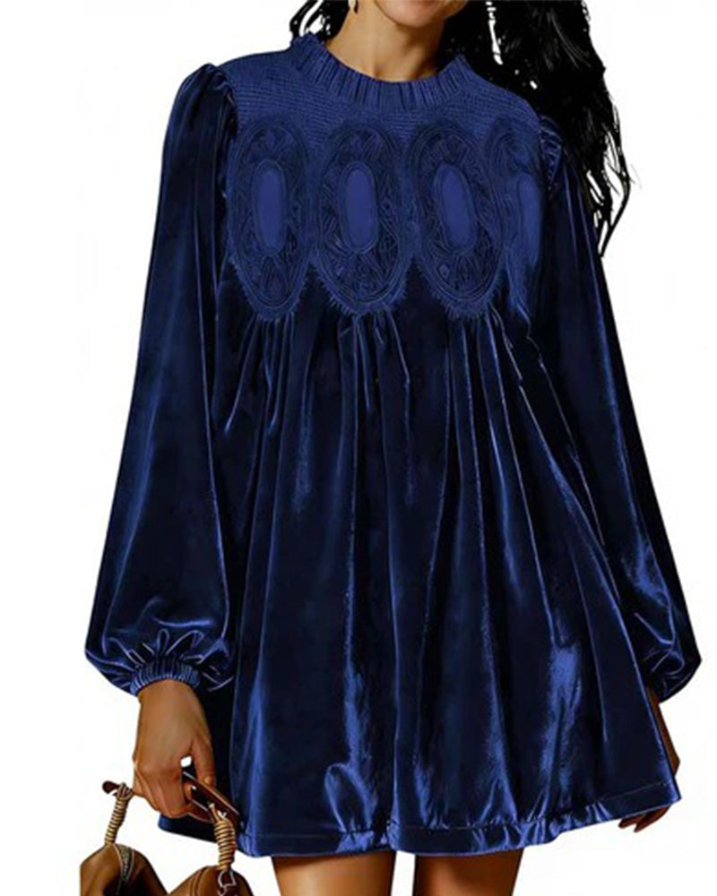 Vintage-Inspired Lace Panel Tunic Dress