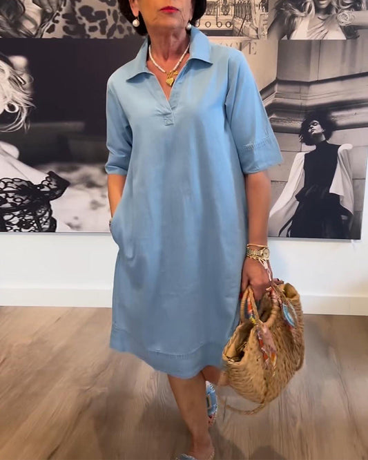 Lapel Casual Short Sleeve Dress