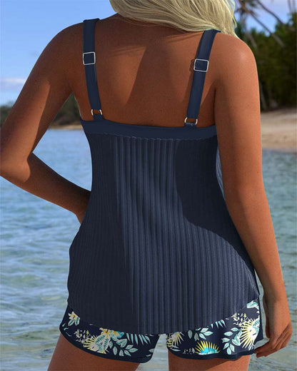 Striped Two-Piece Beach Shorts Tankini