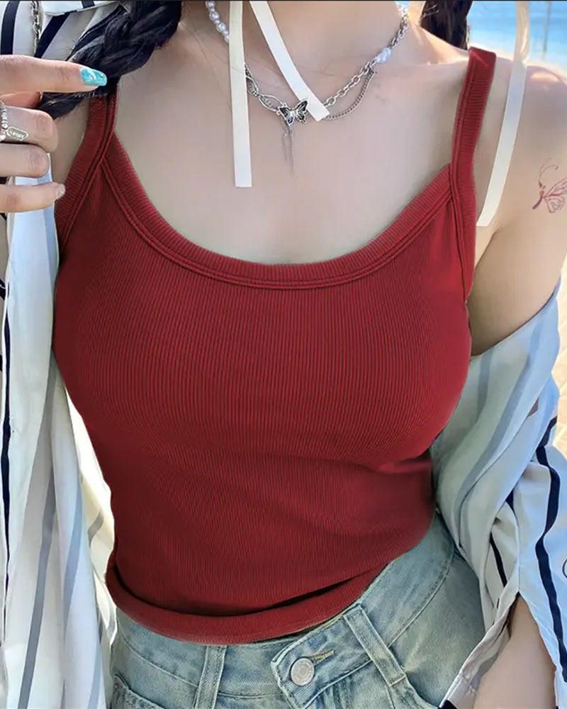 Canotta con reggiseno incorporato in tinta unita