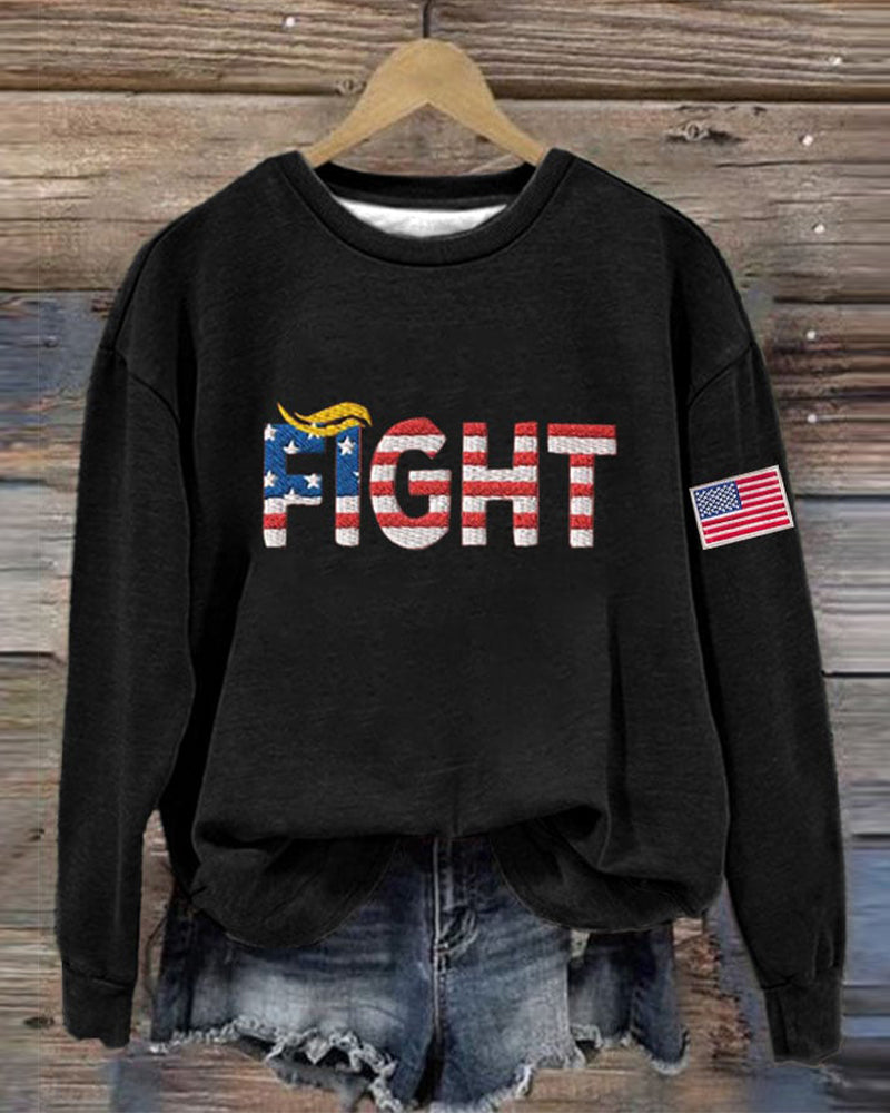 Casual American Flag Fight Print Sweatshirt 2024 f/w MAGA sweatshirts