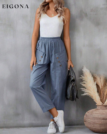 Solid-colored harem pant pant pocket spring summer