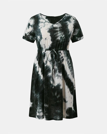 V-Neck Tie-Dye Dress