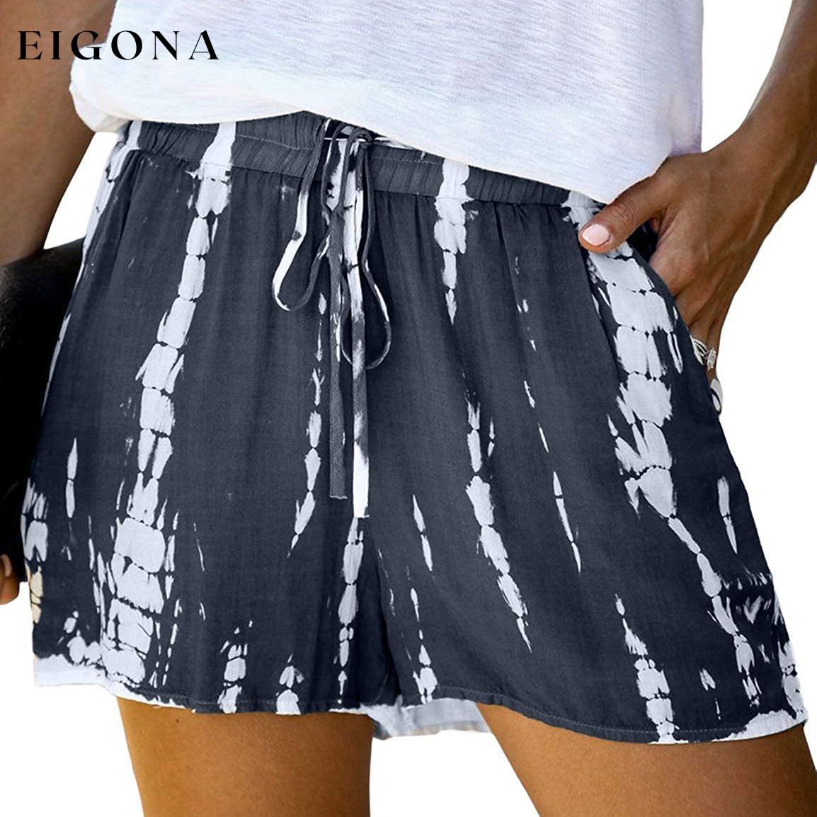 Women's Loose Fit Comfortable Elastic Waist Band and Strap Casual Shorts Gray __stock:500 bottoms refund_fee:800
