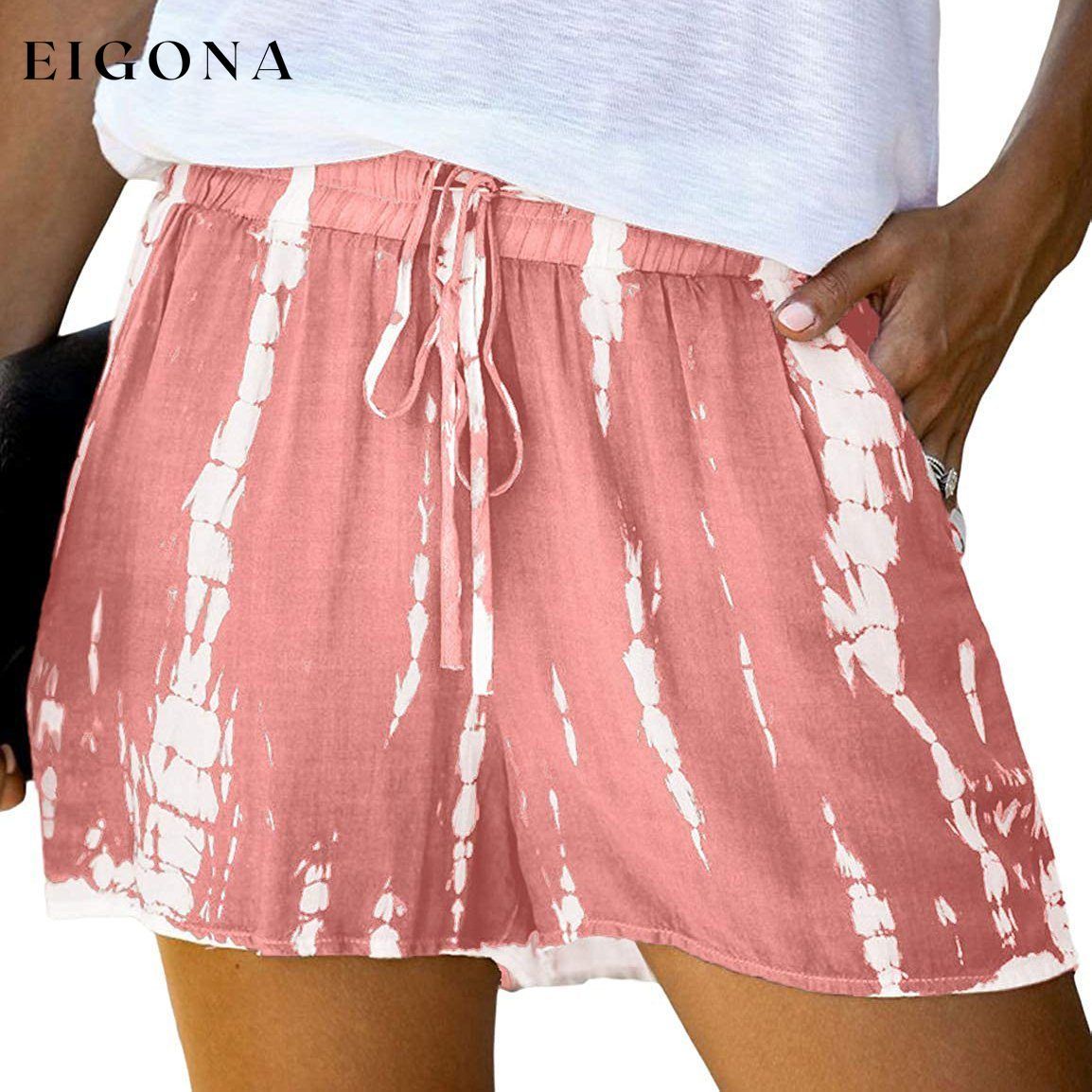 Women's Loose Fit Comfortable Elastic Waist Band and Strap Casual Shorts Pink __stock:500 bottoms refund_fee:800