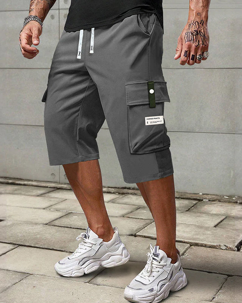 Men's Casual Drawstring Capri Cargo Pants