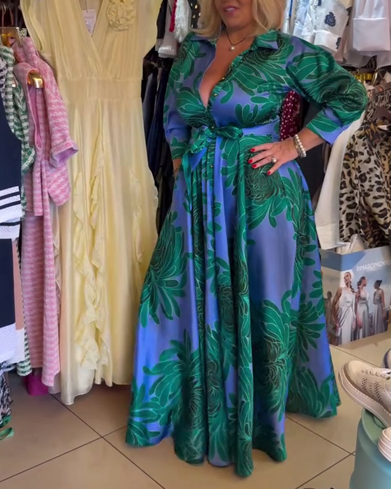 Abito a trapezio con scollo a V e maniche lunghe