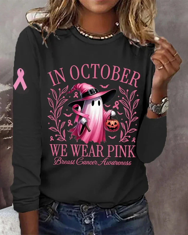 Crew neck long sleeve halloween regular loose blouse for women 2024 f/w halloween t-shirts