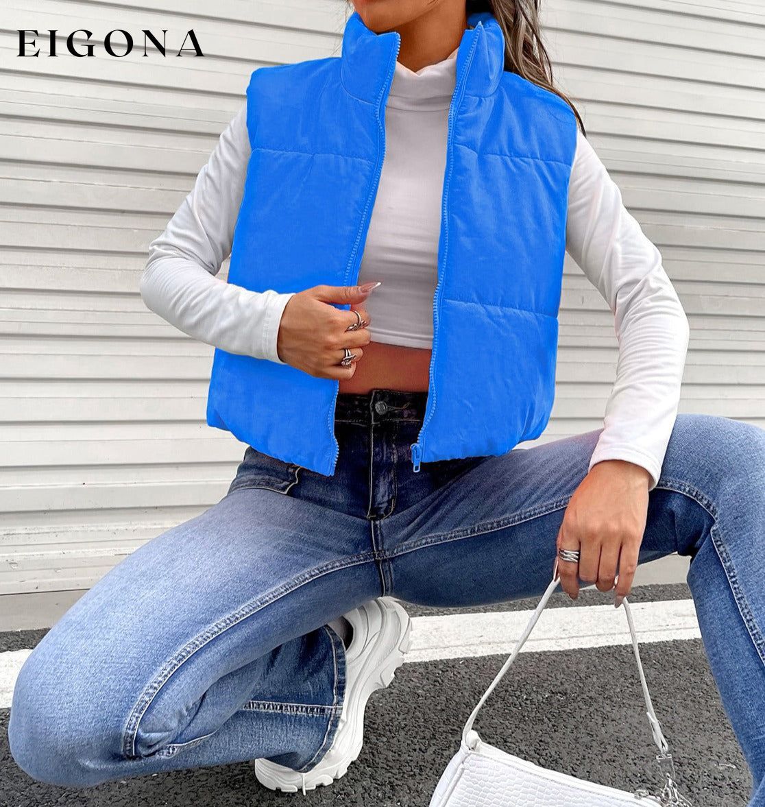 Zip-Up Puffer Vest clothes puff vest Q@M Ship From Overseas Shipping Delay 09/29/2023 - 10/03/2023 vest