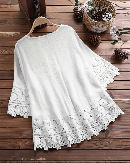 Solid color lace lace hollow blouse blouses & shirts summer