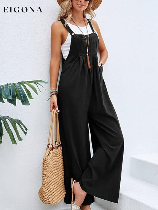 Full Size Wide Leg Overalls with Pockets Black clothes Ship From Overseas Shipping Delay 09/29/2023 - 10/03/2023 trend Y@L@Y