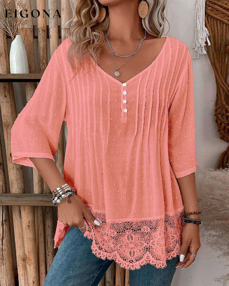 Solid color patchwork casual top blouses & shirts spring summer