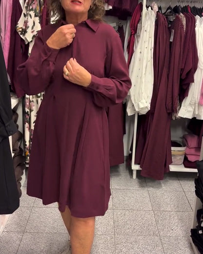 Half-Zip Lapel Swing Dress