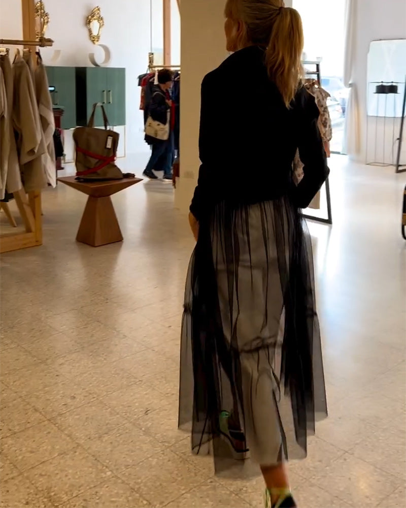 Modisches, fließendes Mesh-Longshirt