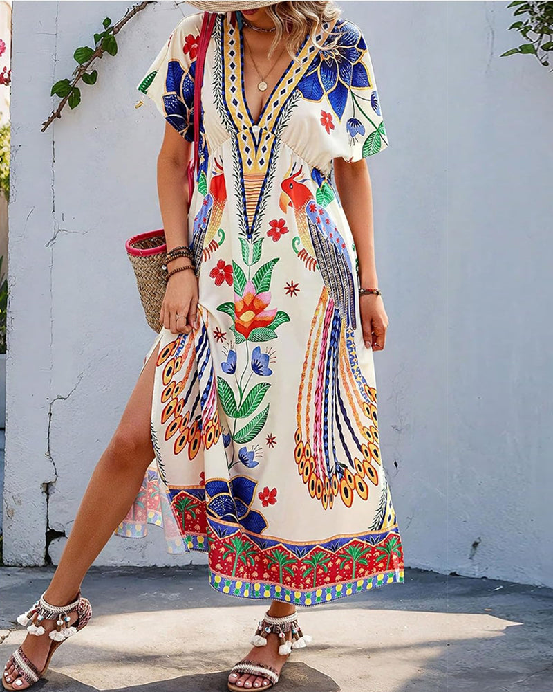 Bohemian Print Vacation Maxi Dress