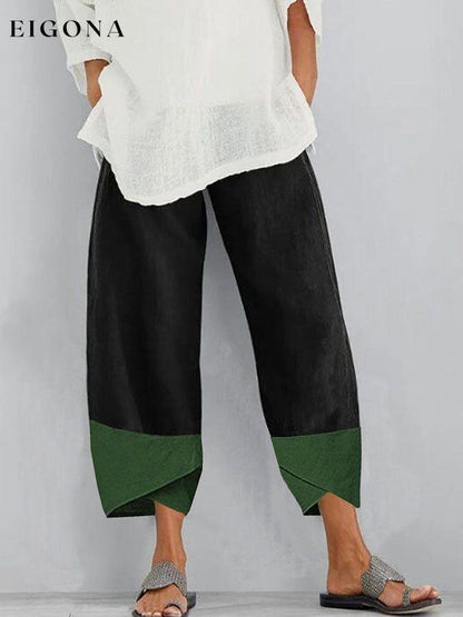 Contrast Design Casual Mid-Length Pants bottom