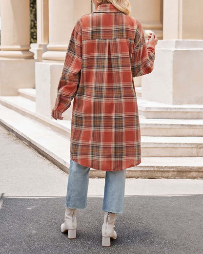 Lapel casual plaid coat 2024 f/w coats spring