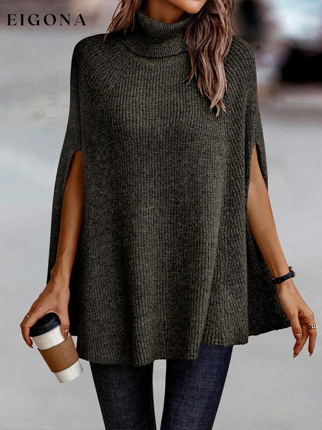 Turtleneck Dolman Sleeve Poncho Fashion Sweater Black Forest clothes long sleeve Romantichut Ship From Overseas Shipping Delay 09/29/2023 - 10/04/2023 Sweater sweaters turtleneck