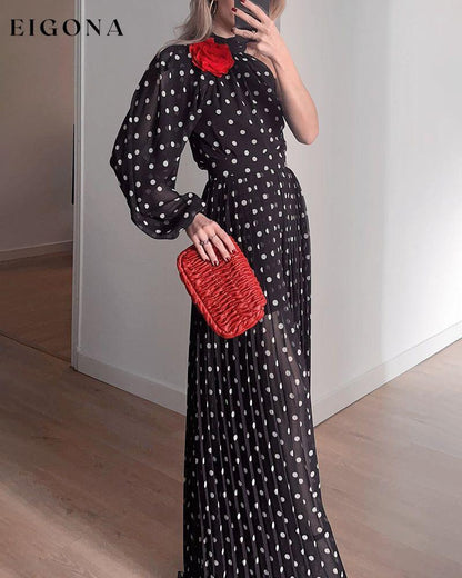 Elegant one-shoulder long dress with polka dot print casual dresses party dresses spring summer