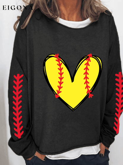 Women's Softball Lover Print Sweatshirt ball print