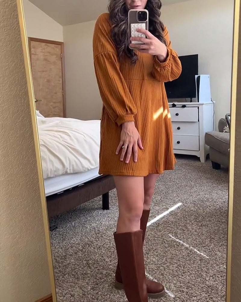 Solid color long sleeve casual dress 2024 F/W casual dresses Spring