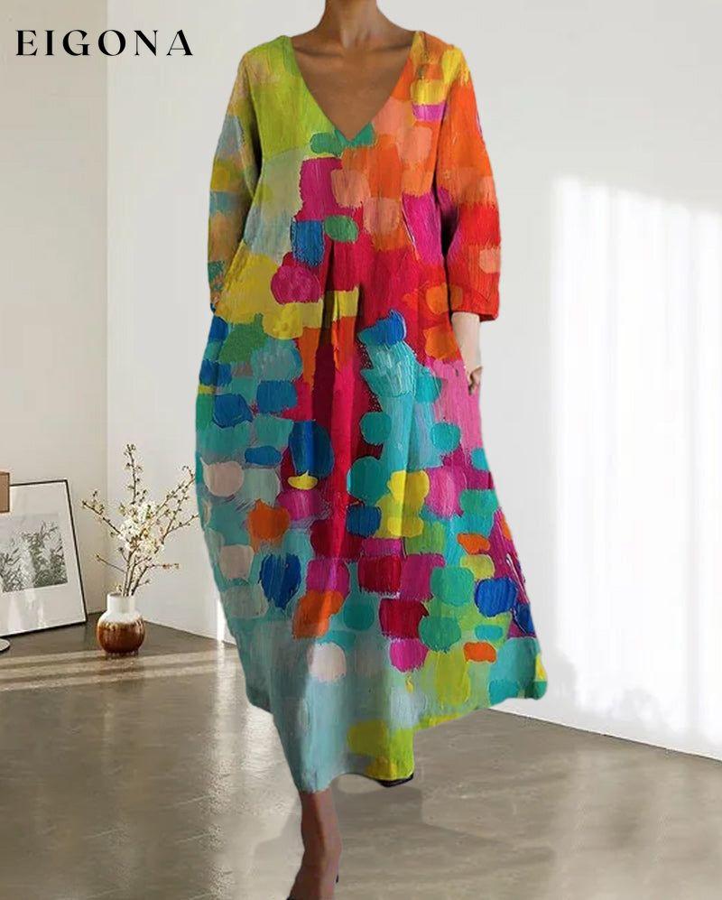Colorful print v-neck dress 2023 f/w 23BF casual dresses Clothes Dresses spring summer