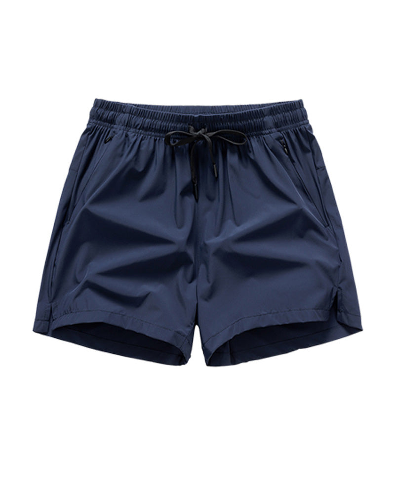 Men Elastic Waist Pocket Quick-Dry Ice Silk Sports Shorts