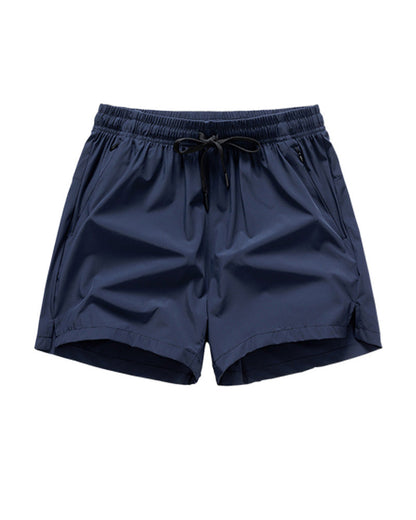Men Elastic Waist Pocket Quick-Dry Ice Silk Sports Shorts