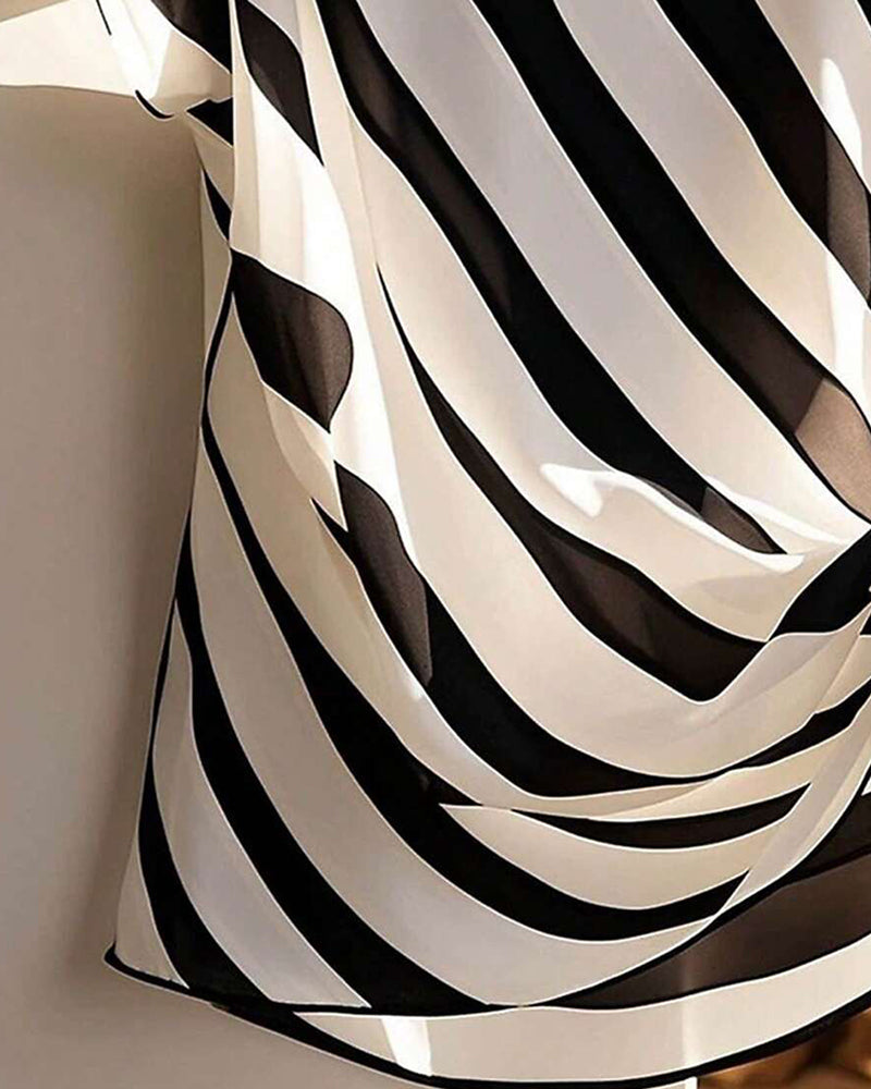Striped Tie Temperament Blouse