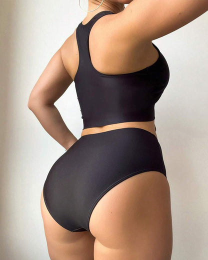 Sleeveless Printed Triangle Swimsuit