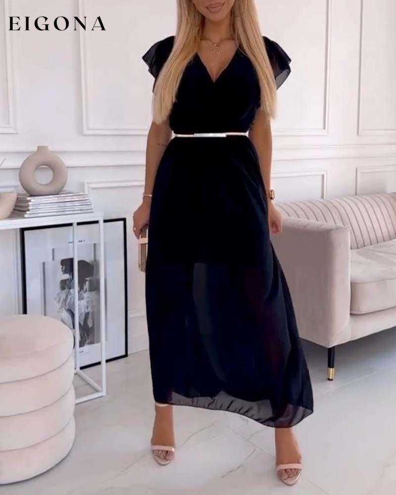 Solid color deep V elegant long dress party dresses summer