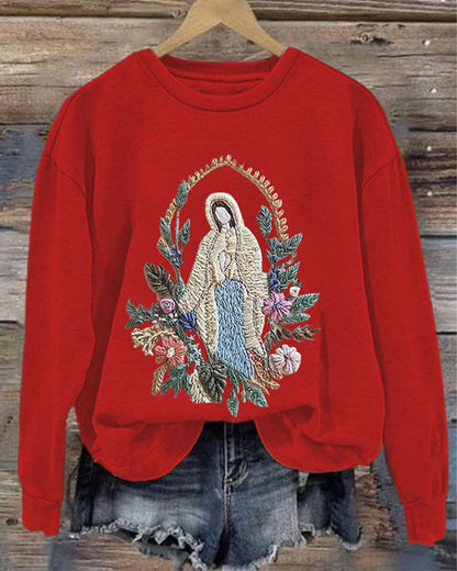 Women's Christian Our Lady Floral Printed Sweatshirt 2024 f/w Faith Lover sweatshirts