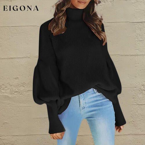 Turtleneck Lantern Sleeve Dropped Shoulder Puff Sleeve Fashion Sweater campaign clothes D&C Ship From Overseas