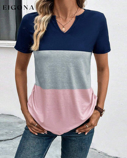 Simple color block short sleeve T-shirt spring summer t-shirts