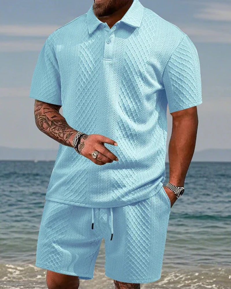 Men's Collared Short-Sleeve 2-Piece Set