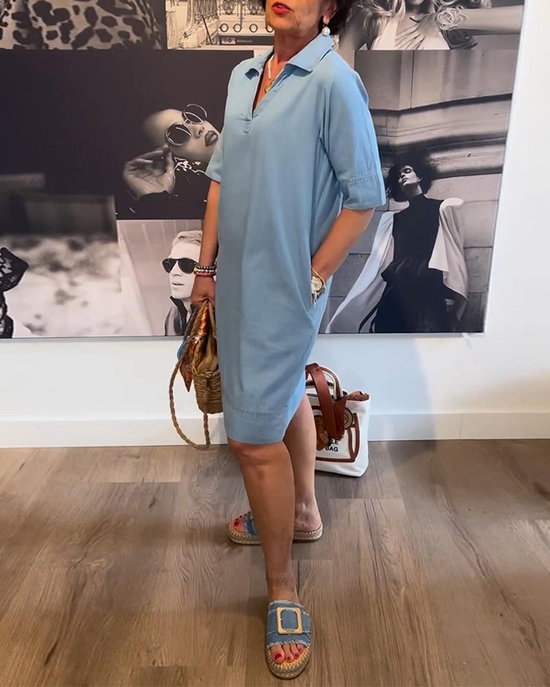 Lapel Casual Short Sleeve Dress