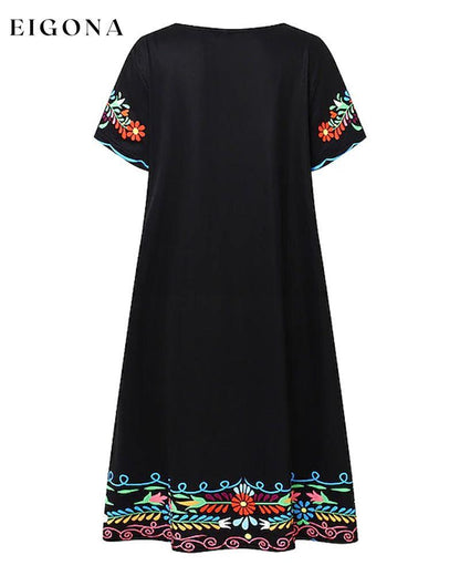 Retro short-sleeved printed dress casual dress spring summer vintage