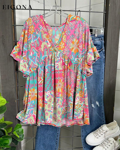 Colorful short-sleeved blouse blouses & shirts spring summer