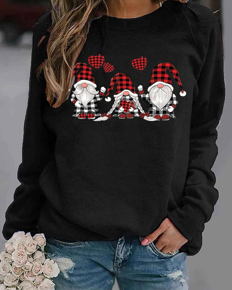 Round neck christmas heart pullover sweatshirt 2024 f/w christmas hoodies