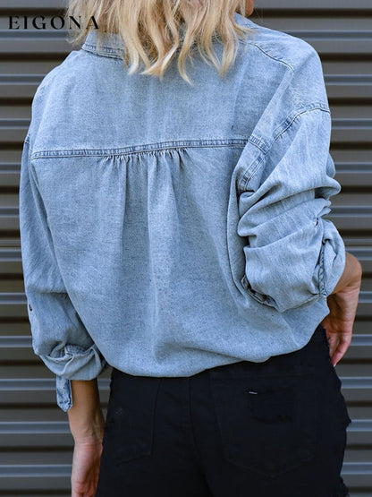 Tie Detail Denim Top clothes crop top long sleeve Ship From Overseas Shipping Delay 10/01/2023 - 10/03/2023 trend Y.Y@Denim