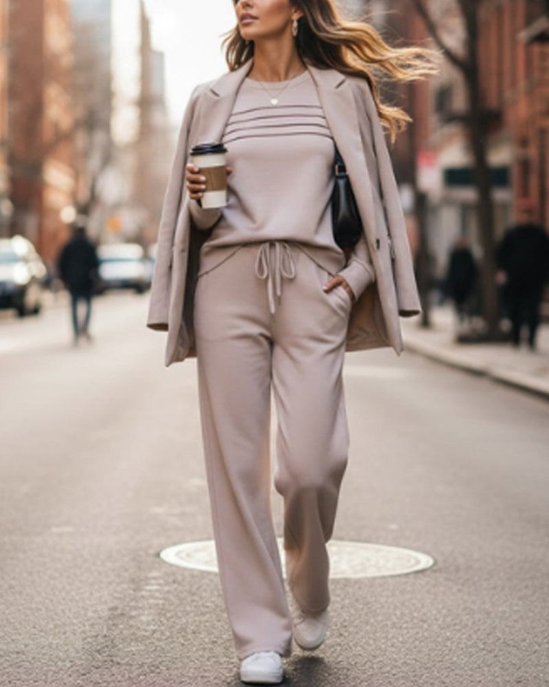 Women's Crewneck Top and Drawstring Pants Set