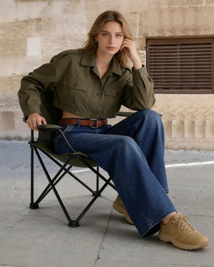 Multi-Button Washed Loose Jeans