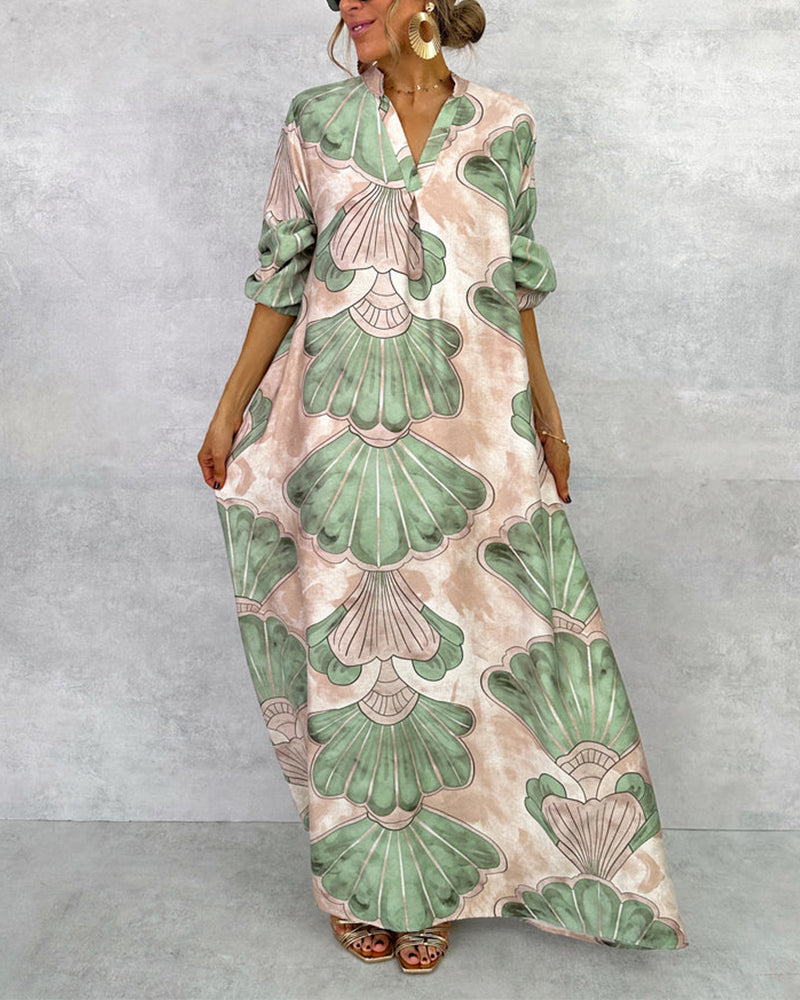 Temperament Leaf Print Dress
