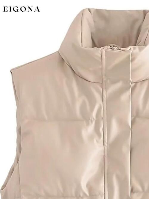 PU Leather Zip Up Drawstring Vest clothes K&BZ Ship From Overseas