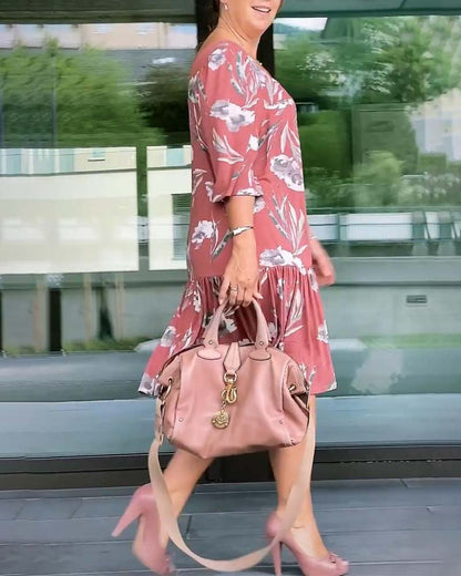 Floral print square neck panelled casual dress casual dresses summer