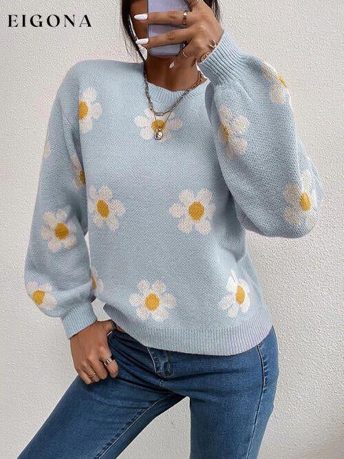 Flower Round Neck Latern Sleeve Sweater clothes Ship From Overseas sweater sweaters Sweatshirt X.W