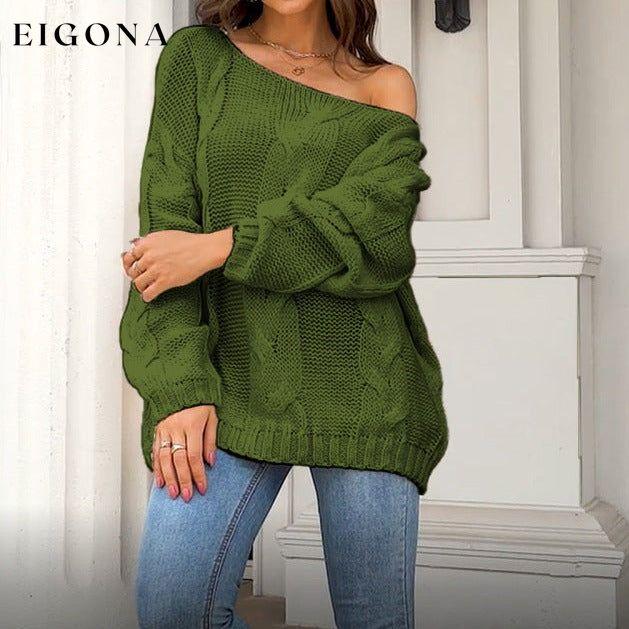 Women's loose knitted sweaters European and American round neck fashionable pullover sweaters Green clothes sweater sweaters top Tops