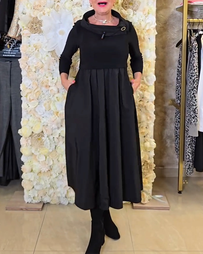 Fashionable Street Solid A-line Dress