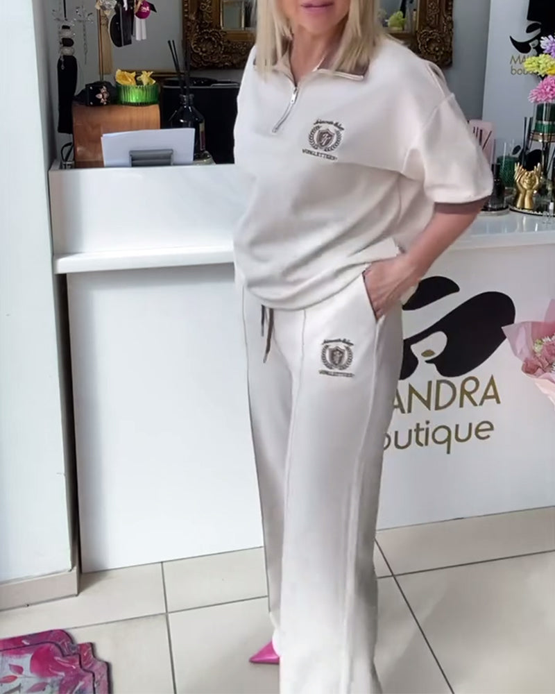 Casual Polo Contrast Color Sports Suit